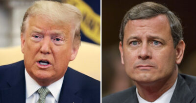 Donald Trump’s hot mic reveals what he said to Justice Roberts