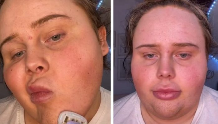 Putting on makeup transforms this girl into a different person…